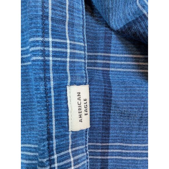 American Eagle Outfitters Super Soft Button Up Shirt Men's Size XL Blue Plaid - Picture 8 of 8